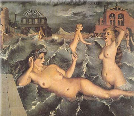 Paul Delvaux Nymphes baignade reproduction-de-tableau