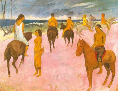 Paul Gauguin Riders sur une plage reproduction-de-tableau