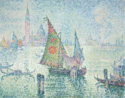 Paul Signac La voile verte, Venise reproduction-de-tableau