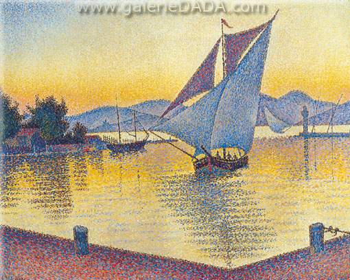 Paul Signac Le port au coucher du soleil Saint Tropez Opus 236 reproduction-de-tableau