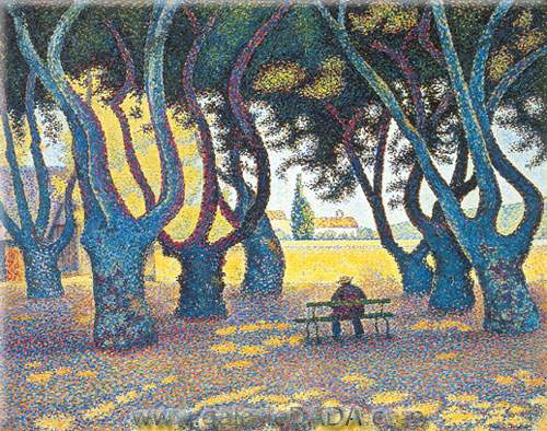 Paul Signac Platanes place des Lices Saint Tropez reproduction-de-tableau