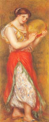 Pierre August Renoir Danseuse avec un tambourin reproduction-de-tableau