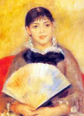 Pierre August Renoir Fille avec un fan reproduction-de-tableau