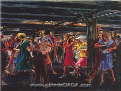 Reginald Marsh Subway-14th Street reproduction-de-tableau