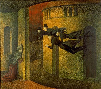 Remedios Varo Les banquiers en action reproduction-de-tableau