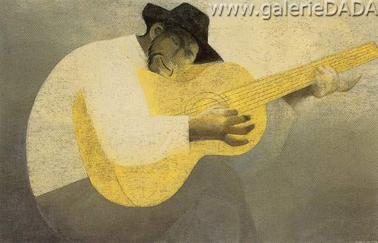 Ricardo Martinez Hombre con Guitarra reproduction-de-tableau