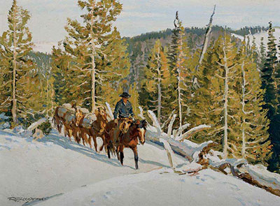 Robert Lougheed Emballer le Pecos Trail reproduction-de-tableau