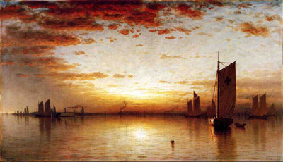 Sanford Robinson Gifford Un coucher de soleil, baie de New York reproduction-de-tableau