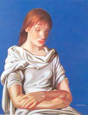 Tamara de Lempicka Dame en bleu reproduction-de-tableau