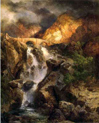 Thomas Moran L'eau en cascade reproduction-de-tableau