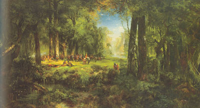 Thomas Moran Ponce de Leon, Floride 1513 reproduction-de-tableau