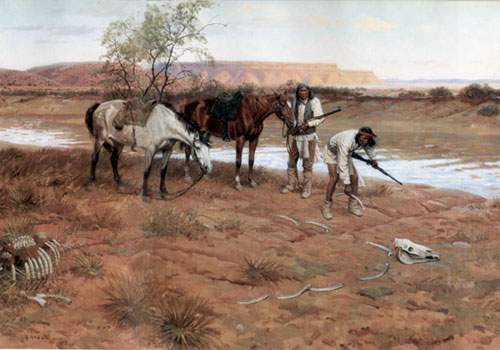 Tom Lovell Panneau Apache Trail reproduction-de-tableau