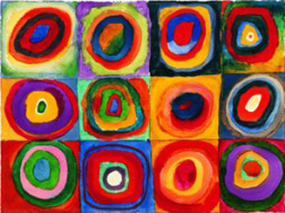 Vasilii Kandinsky Carrés avec cercles concentriques reproduction-de-tableau