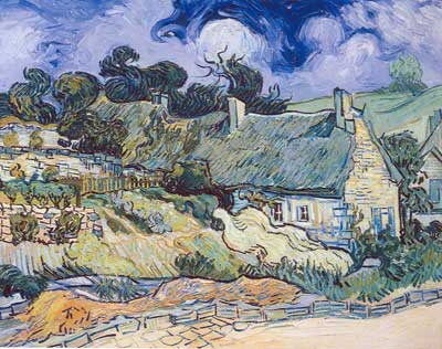 Vincent Van Gogh Chaume Cottages à Cordeville reproduction-de-tableau