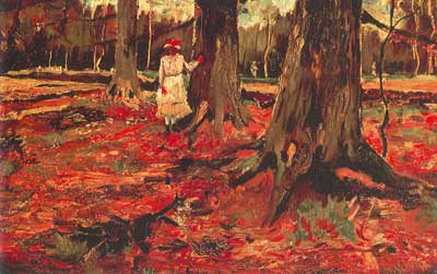 Vincent Van Gogh Fille en blanc dans les bois (Thick Impasto Paint) reproduction-de-tableau