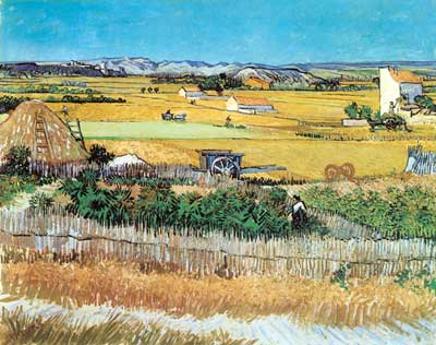 Vincent Van Gogh Harvest Landscape-Thick Impasto Paint reproduction-de-tableau