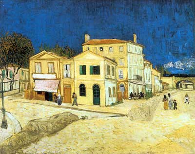 Vincent Van Gogh La rue, la maison jaune (Thick Impasto Paint) reproduction-de-tableau