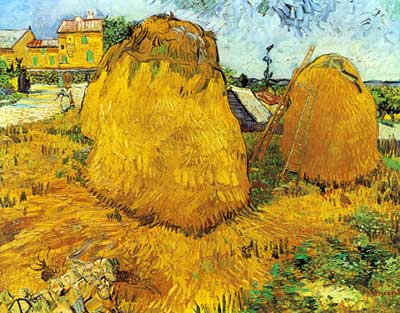 Vincent Van Gogh Meules de foin en Provence (Thick Impasto Paint) reproduction-de-tableau