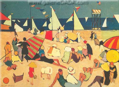 Walter Kuhn Baigneurs sur une plage reproduction-de-tableau