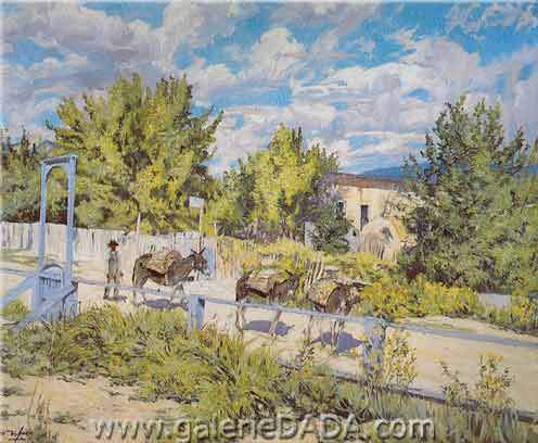 Walter Ufer En bas d'une colline à Taos reproduction-de-tableau