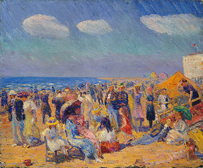 William Glackens Foule au bord de la mer reproduction-de-tableau