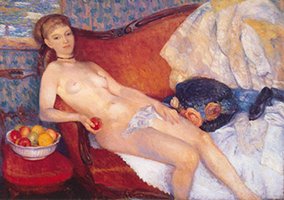 William Glackens Nu avec Apple reproduction-de-tableau