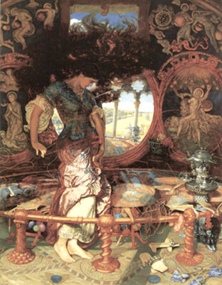 William Holman Hunt La Dame de Shalott reproduction-de-tableau