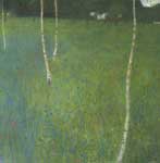 Gustave Klimt Ferme avec des arbres de bouleau reproduction de tableau