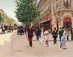 Jean Beraud à l'extérieur du théâtre du vaudeville reproduction de tableau