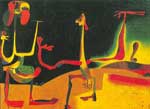 Joan Miro L'homme en femme devant un tas d'excréments reproduction de tableau