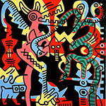 Keith Haring Maman. reproduction de tableau