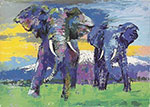 Leroy Neiman Taureaux du Kilimandjaro reproduction de tableau