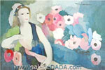 Marie Laurencin Jeune femme avec anémones reproduction de tableau