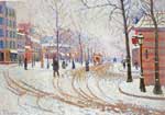 Paul Signac Neige, Boulevard de Clichy, Paris reproduction de tableau