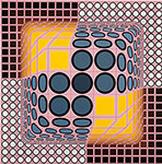 Victor Vasarely Composition rose reproduction de tableau