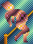 Victor Vasarely Harlequin sportif (hockey) reproduction de tableau