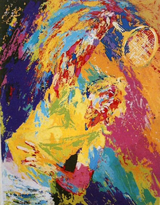 Leroy Neiman, Power Serve Fine Art Reproduction Oil Painting