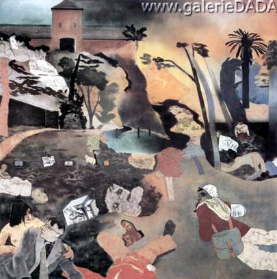 R.B. Kitaj, Amerika (Baseball) Fine Art Reproduction Oil Painting