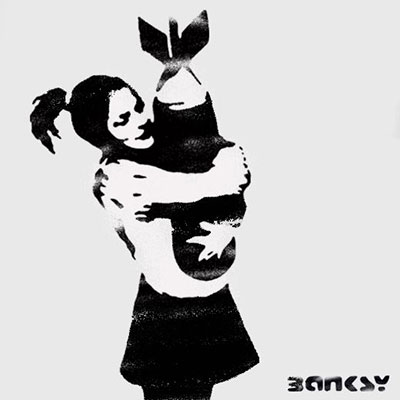 riproduzione-quadri-di Banksy Bomba abbracciatore