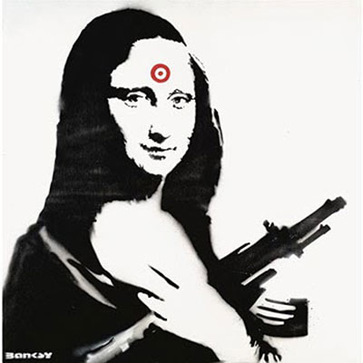 riproduzione-quadri-di Banksy Gioconda Gun Target