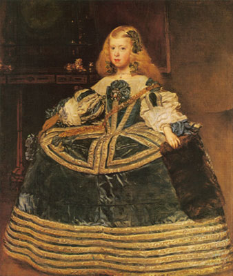 riproduzione-quadri-di Diego Rodriguez de Silva Velazquez Infanta Margarita in abito blu