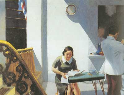 riproduzione-quadri-di Edward Hopper Il negozio di barbiere