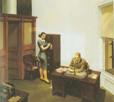 riproduzione-quadri-di Edward Hopper Ufficio a Night