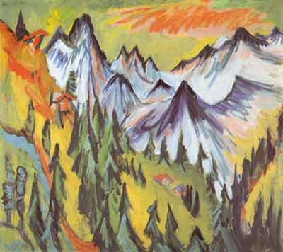 riproduzione-quadri-di Ernst Ludwig Kirchner Peaks di montagna