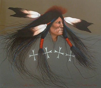 riproduzione-quadri-di Frank Howell Guerriero di Oglala