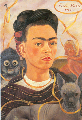 riproduzione-quadri-di Frida Kahlo Self - Ritratto con piccoli Scimmi