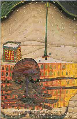 riproduzione-quadri-di Friedensreich Hundertwasser Pittura invernale