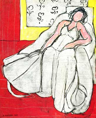 riproduzione-quadri-di Henri Matisse Giovane ragazza in bianco su sfondo rosso