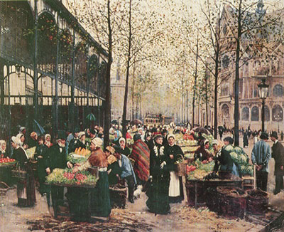 riproduzione-quadri-di Jean Beraud Les Halles