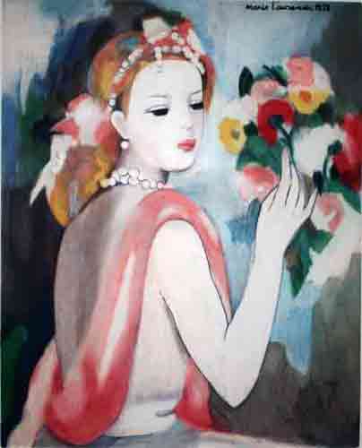 riproduzione-quadri-di Marie Laurencin L Inconnue au Bouquet